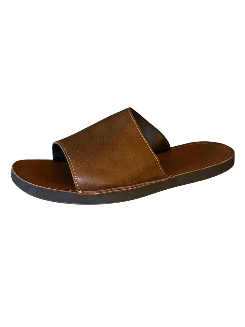 Men’s Brown Faux Leather Slide Sandals